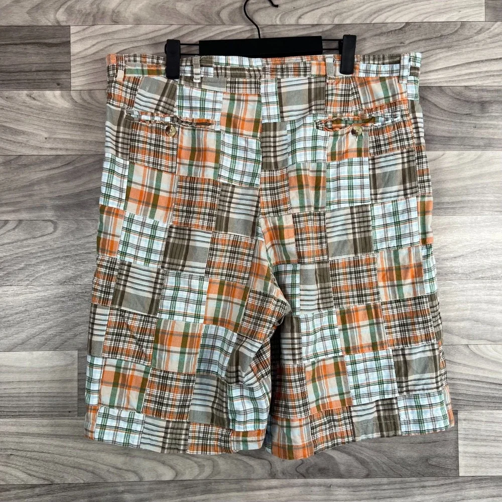 Alexander Julian Southern Style Chino Shorts Men's 38 Multicolor Patchwork Plaid